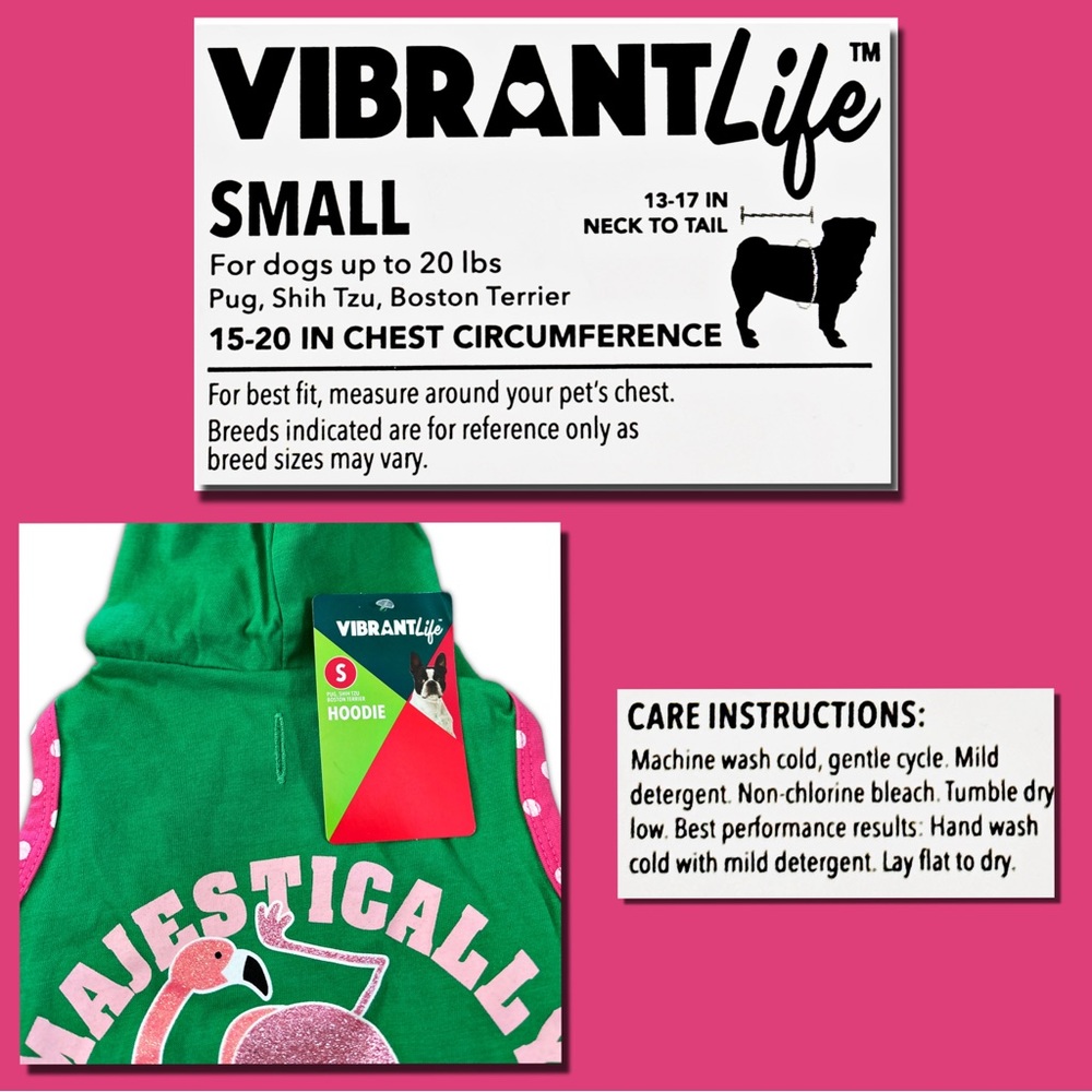 NWT Vibrant Life "Majestically Awkward" Dog Hoodie Size Small Dogs up to 20 lbs - Picture 14 of 16